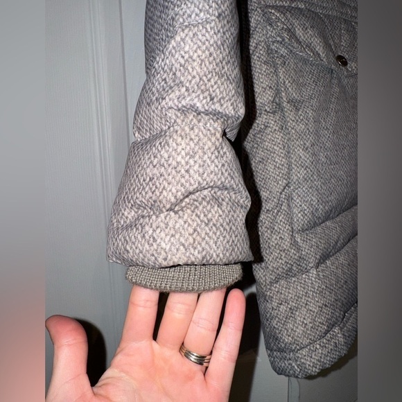 Lauren Ralph Lauren Small Gray warm cozy winter Down long Puffer Parka no hood - Picture 4 of 9